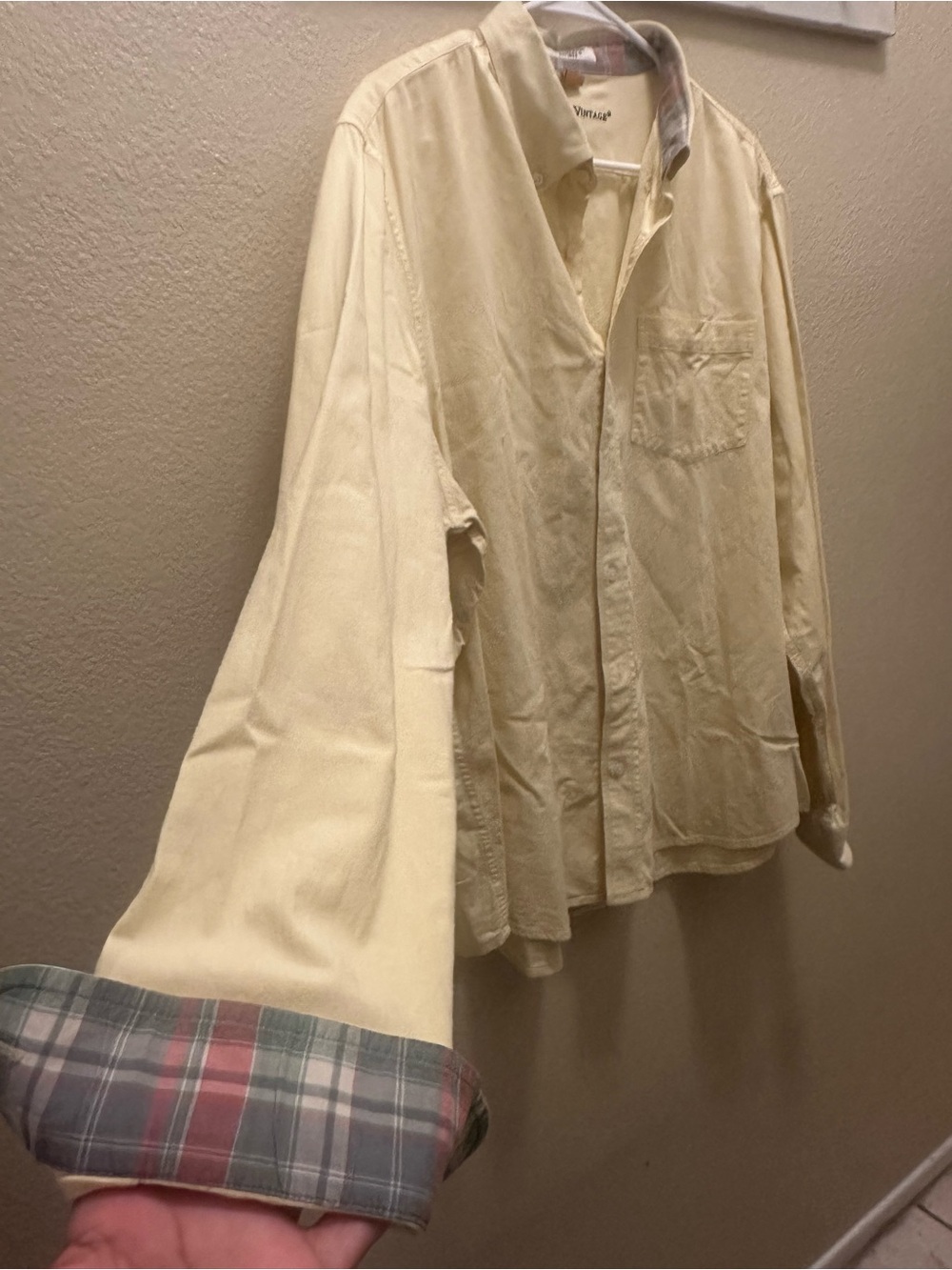 Connecticut Originals Yellow Tee with Plaid Collar Detail